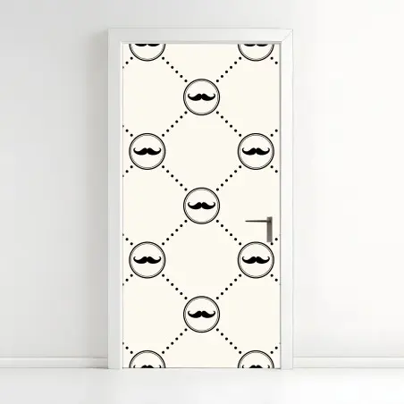 Sticker pour porte motif moustaches rétro en réseau – Wallnifity®