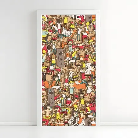 Sticker pour porte scène estivale animée et colorée – Wallnifity®