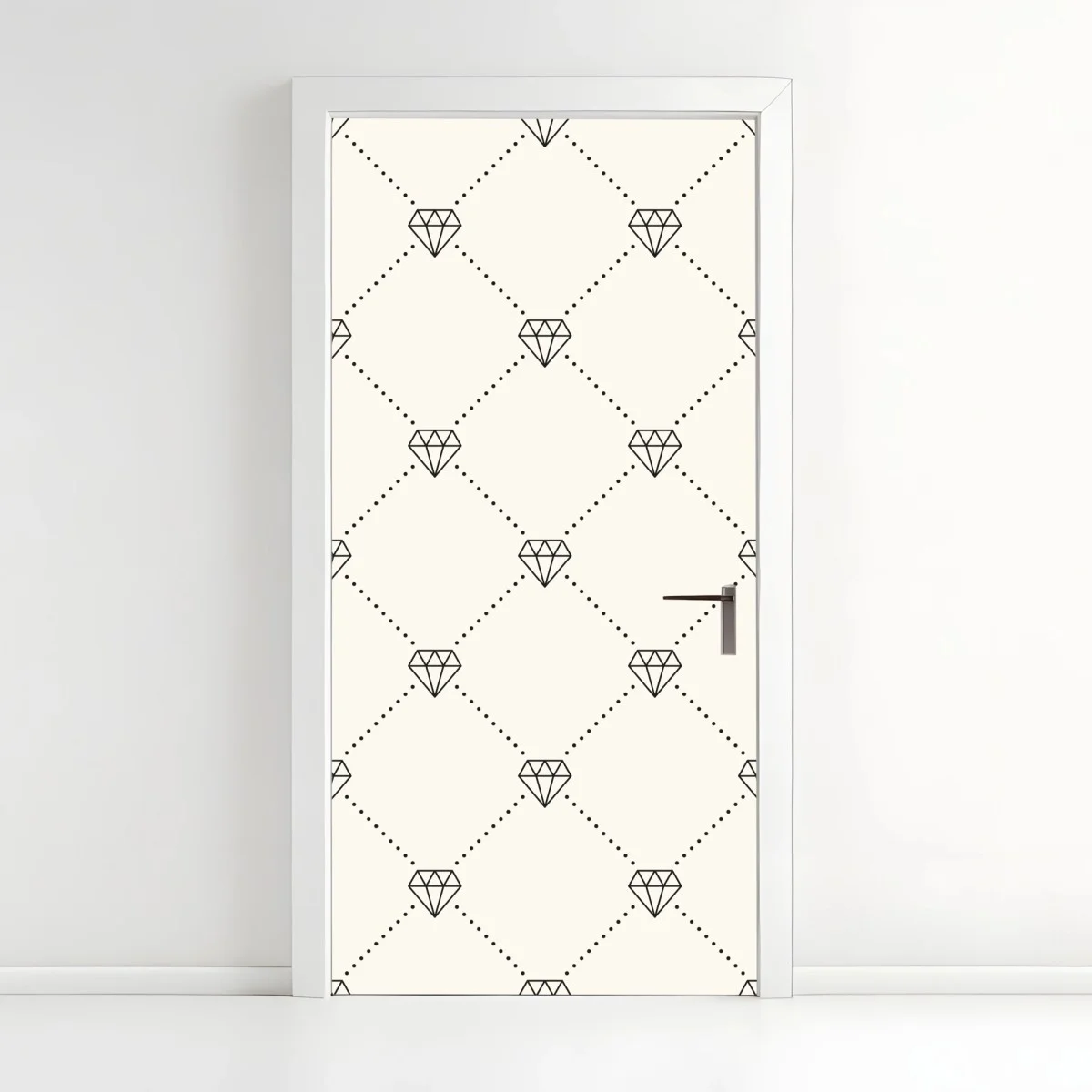 Sticker pour porte motif diamant minimaliste sur fond beige – Wallnifity® Sticker pour porte motif diamant minimaliste sur fond beige – Wallnifity®