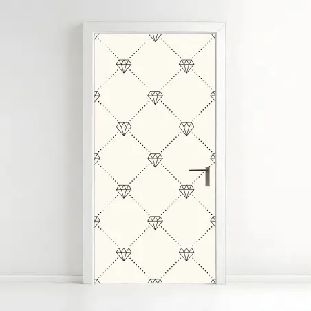 Sticker pour porte motif diamant minimaliste sur fond beige – Wallnifity®