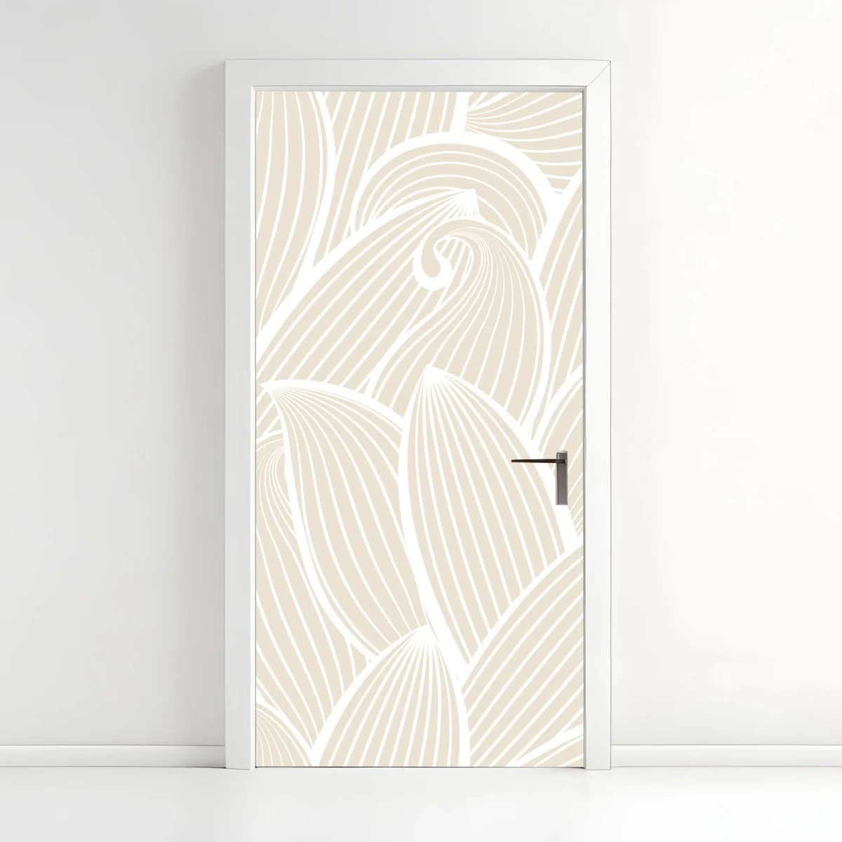 Sticker pour porte motif floral organique beige minimaliste – Wallnifity® Sticker pour porte motif floral organique beige minimaliste – Wallnifity®