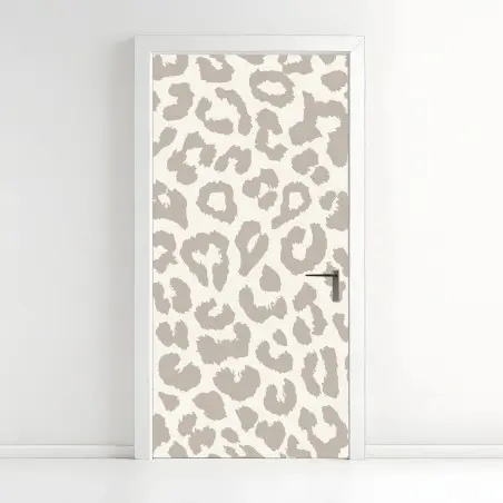 Sticker pour porte motif léopard beige élégant pour intérieur – Wallnifity®