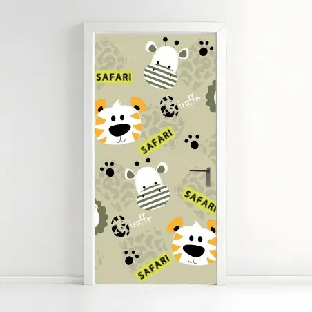 Sticker pour porte motif safari mignon pour chambre d'enfant – Wallnifity®