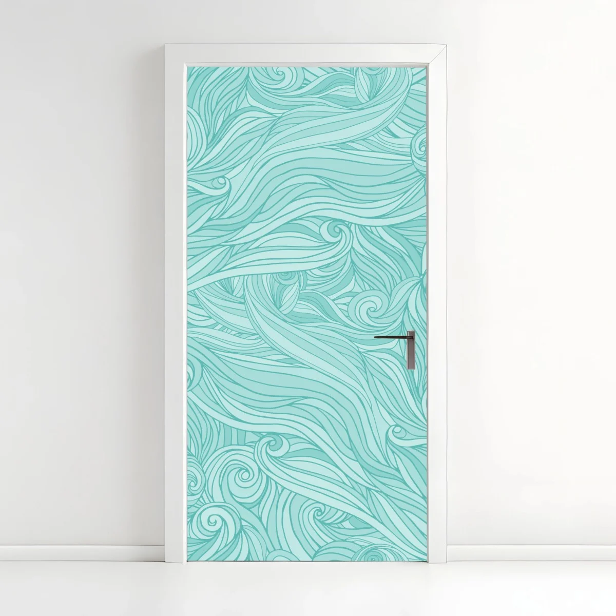 Sticker pour porte motif aquatique ondulant turquoise – Wallnifity® Sticker pour porte motif aquatique ondulant turquoise – Wallnifity®