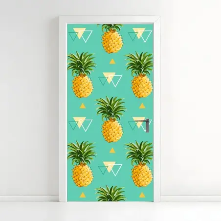 Sticker pour porte motif ananas tropical géométrique – Wallnifity®
