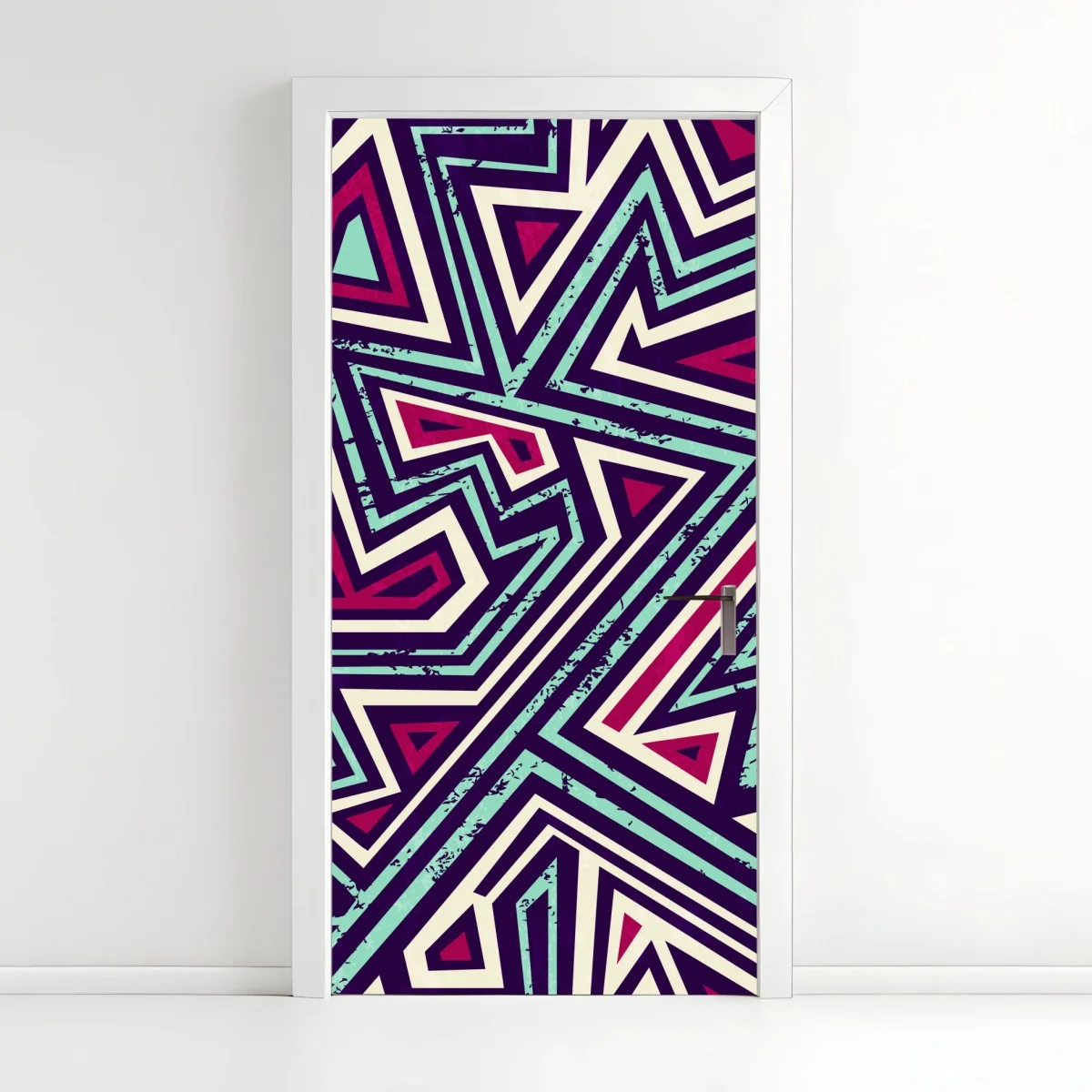 Sticker pour porte motif géométrique rétro aux triangles colorés – Wallnifity® Sticker pour porte motif géométrique rétro aux triangles colorés – Wallnifity®