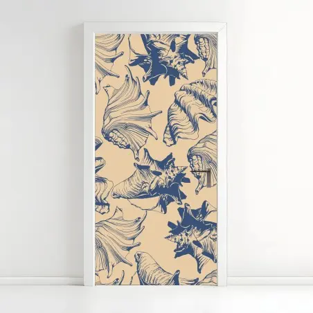Sticker pour porte motif coquillages marins rétro – Wallnifity®