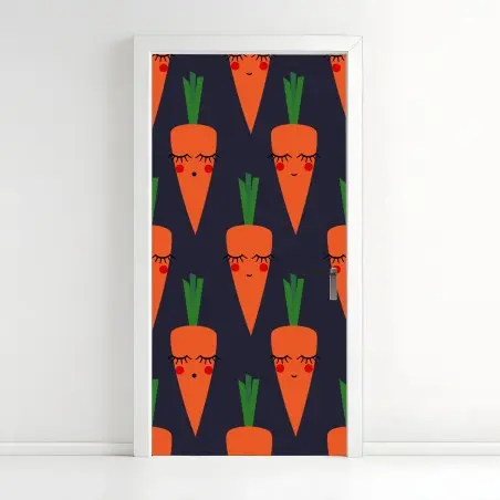 Sticker pour porte motif carottes mignonnes pour décoration murale – Wallnifity®