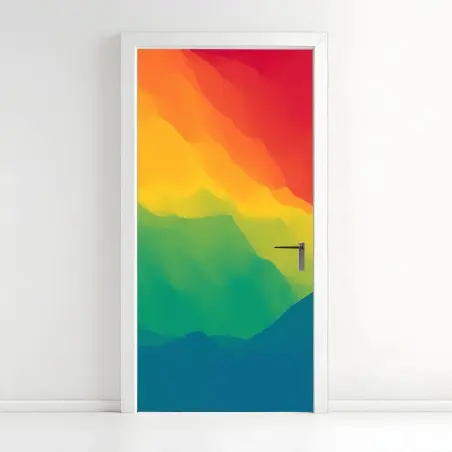 Sticker pour porte paysage abstrait de montagnes en dégradé – Wallnifity®