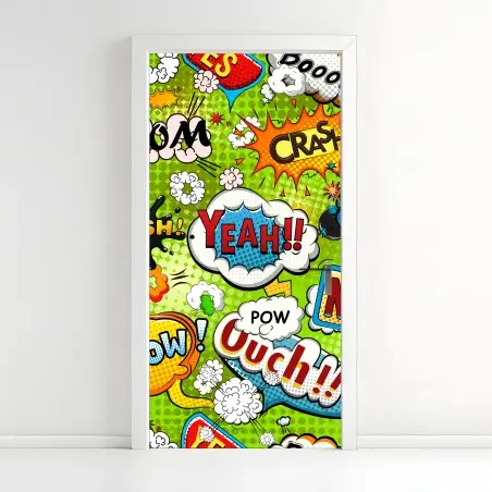 Sticker pour porte motif pop art bande dessinée coloré et dynamique – Wallnifity®