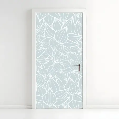 Sticker pour porte motif floral délicat bleu pastel – Wallnifity®