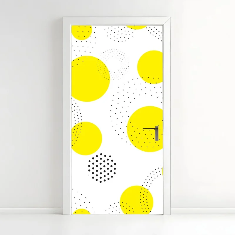 Sticker pour porte motif géométrique de cercles jaunes – Wallnifity® Sticker pour porte motif géométrique de cercles jaunes – Wallnifity®