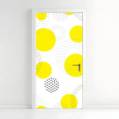 Sticker pour porte motif géométrique de cercles jaunes – Wallnifity®