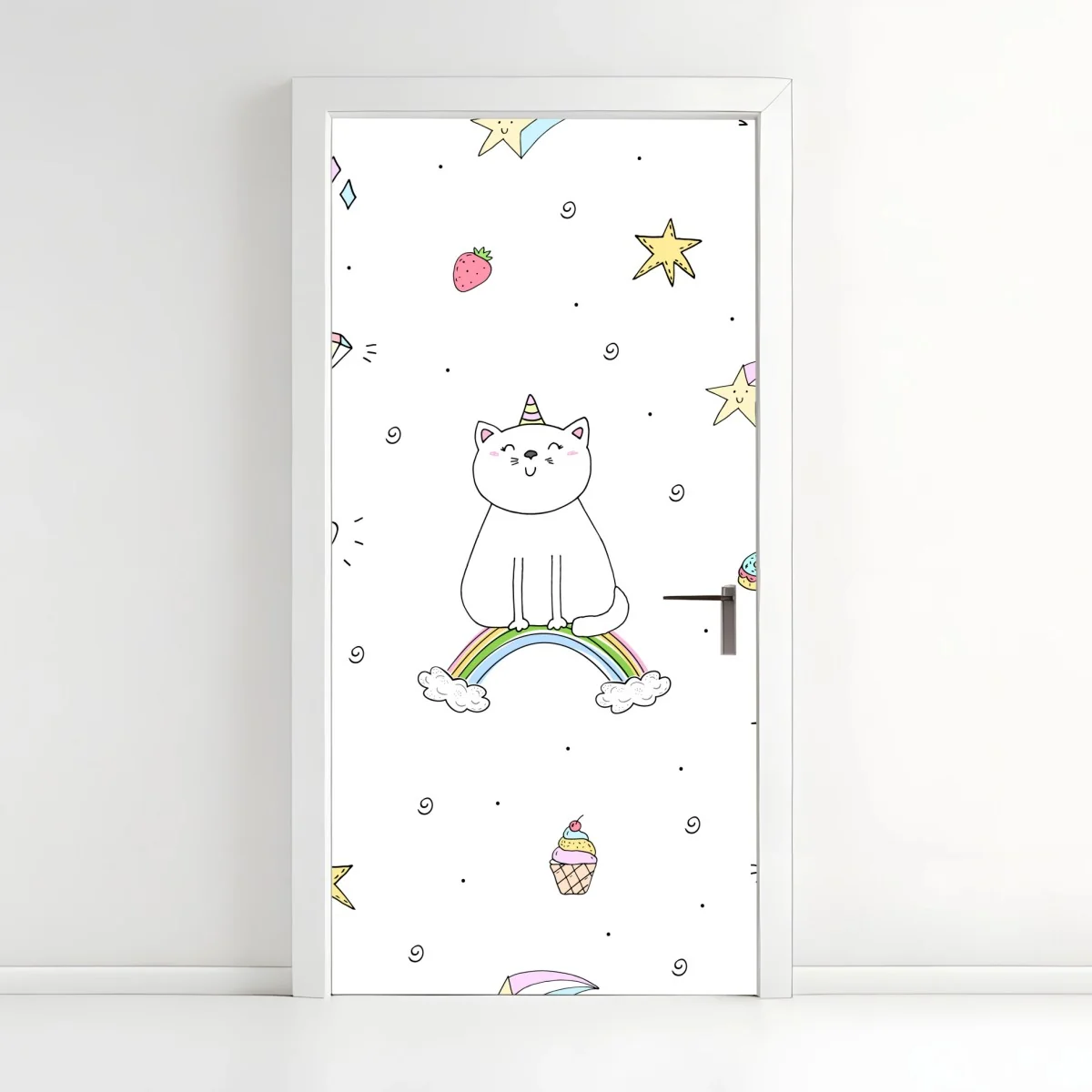 Sticker pour porte motif chaton arc-en-ciel mignon pour chambre d'enfant – Wallnifity® Sticker pour porte motif chaton arc-en-ciel mignon pour chambre d'enfant – Wallnifity®