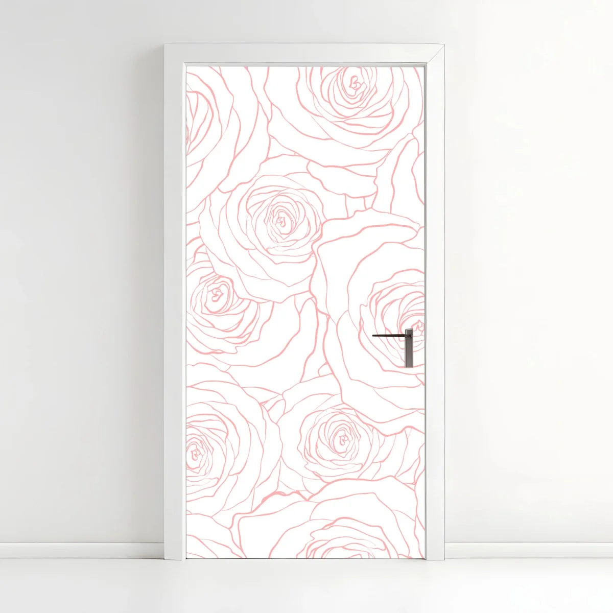 Sticker pour porte motif floral minimaliste de roses délicates – Wallnifity® Sticker pour porte motif floral minimaliste de roses délicates – Wallnifity®