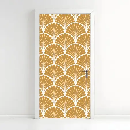 Sticker pour porte motif coquillage art déco doré – Wallnifity®