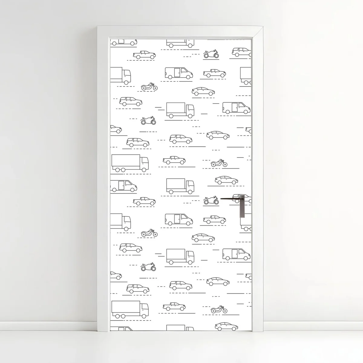 Sticker pour porte motif minimaliste de véhicules en mouvement – Wallnifity® Sticker pour porte motif minimaliste de véhicules en mouvement – Wallnifity®