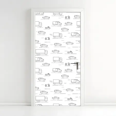 Sticker pour porte motif minimaliste de véhicules en mouvement – Wallnifity®