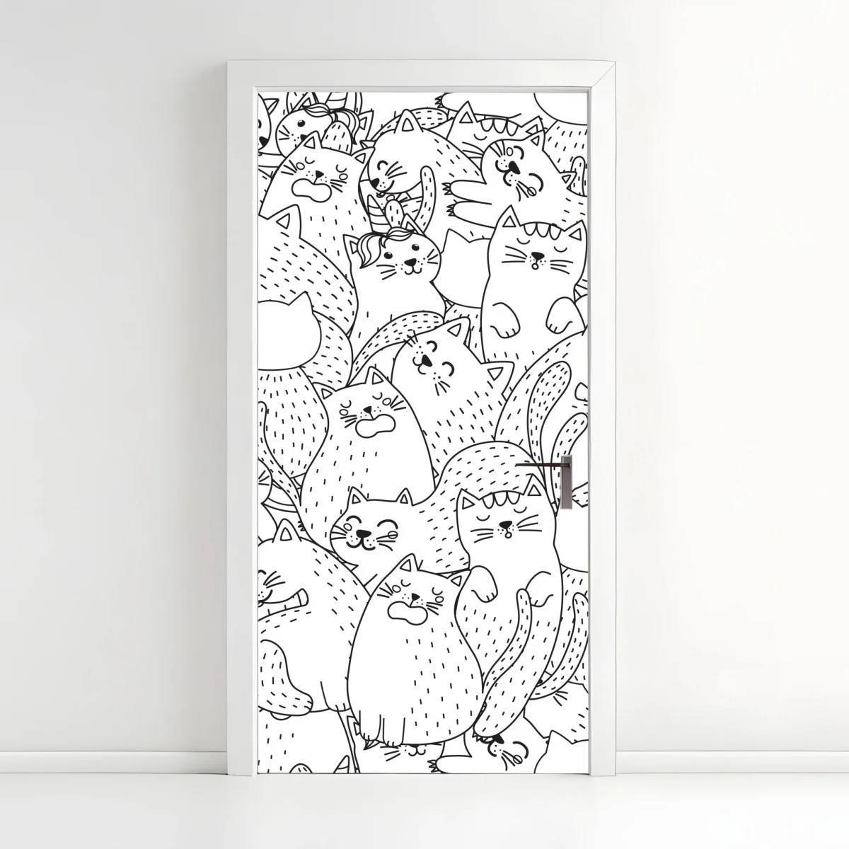 Sticker pour porte motif de chats mignons en noir et blanc – Wallnifity® Sticker pour porte motif de chats mignons en noir et blanc – Wallnifity®