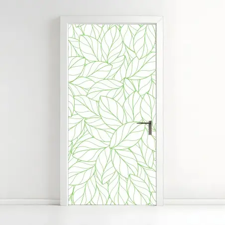 Sticker pour porte motif feuilles vertes pour intérieur contemporain – Wallnifity®