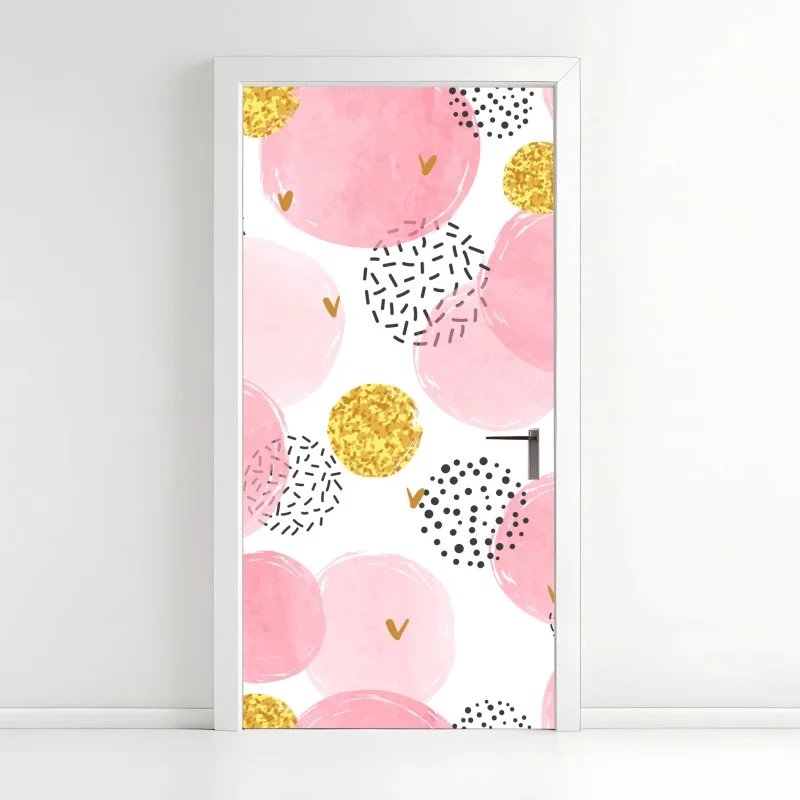 Sticker pour porte motif bulles aquarelle rose avec accents dorés – Wallnifity® Sticker pour porte motif bulles aquarelle rose avec accents dorés – Wallnifity®