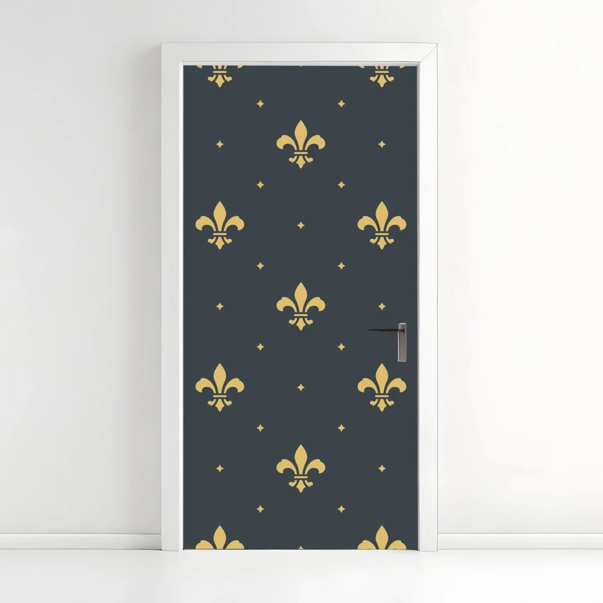 Sticker pour porte motif fleur de lys doré sur fond bleu nuit – Wallnifity® Sticker pour porte motif fleur de lys doré sur fond bleu nuit – Wallnifity®