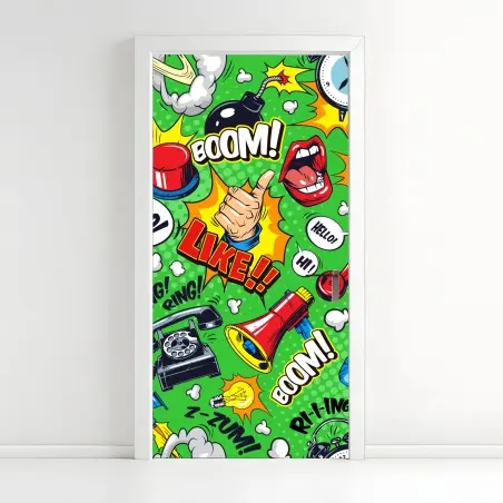 Sticker pour porte motif pop art explosif aux onomatopées – Wallnifity®