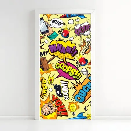 Sticker pour porte explosion d'onomatopées pop art colorée – Wallnifity®