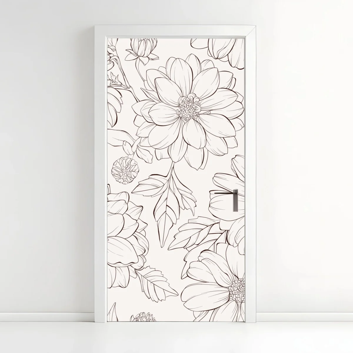 Sticker pour porte motif floral délicat au trait – Wallnifity® Sticker pour porte motif floral délicat au trait – Wallnifity®