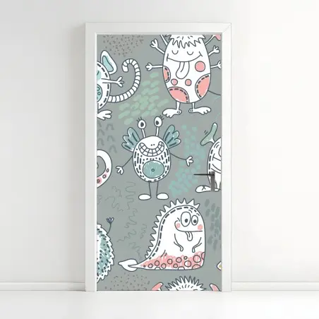Sticker pour porte motifs de monstres mignons pour chambre d'enfant – Wallnifity®