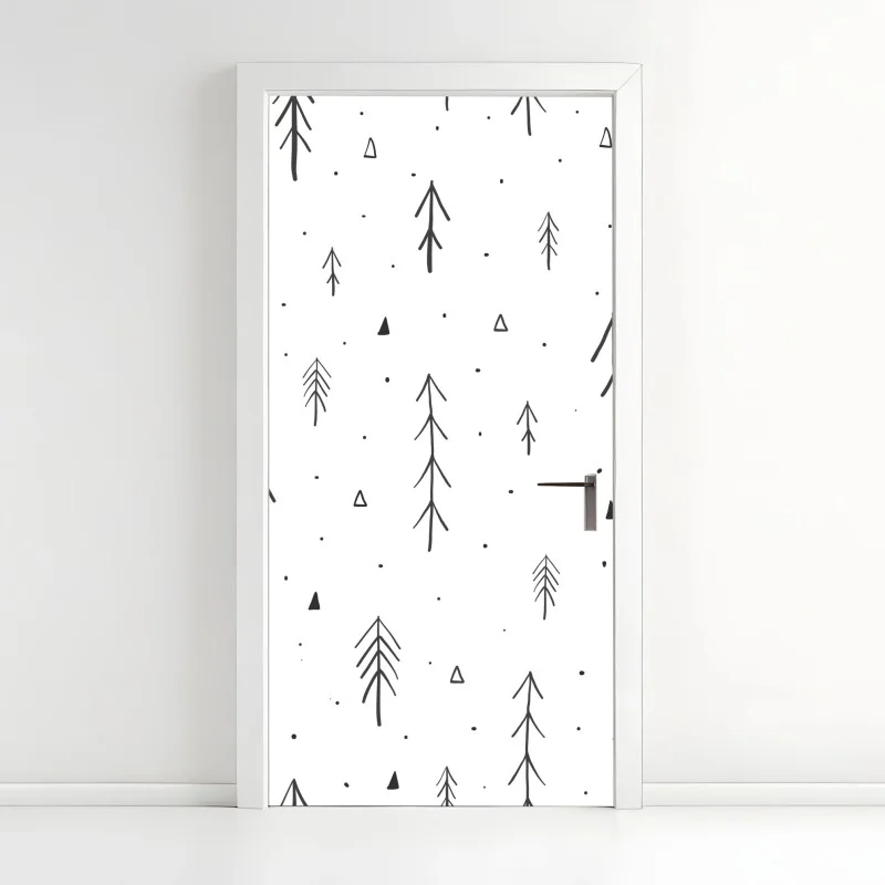 Sticker pour porte sapins minimalistes scandinaves en noir et blanc – Wallnifity® Sticker pour porte sapins minimalistes scandinaves en noir et blanc – Wallnifity®