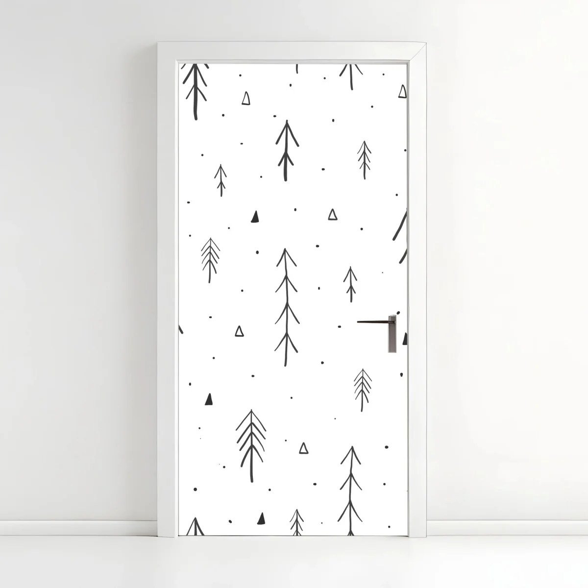 Sticker pour porte sapins minimalistes scandinaves en noir et blanc – Wallnifity® Sticker pour porte sapins minimalistes scandinaves en noir et blanc – Wallnifity®