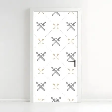 Sticker pour porte motif épées et flèches minimaliste – Wallnifity®