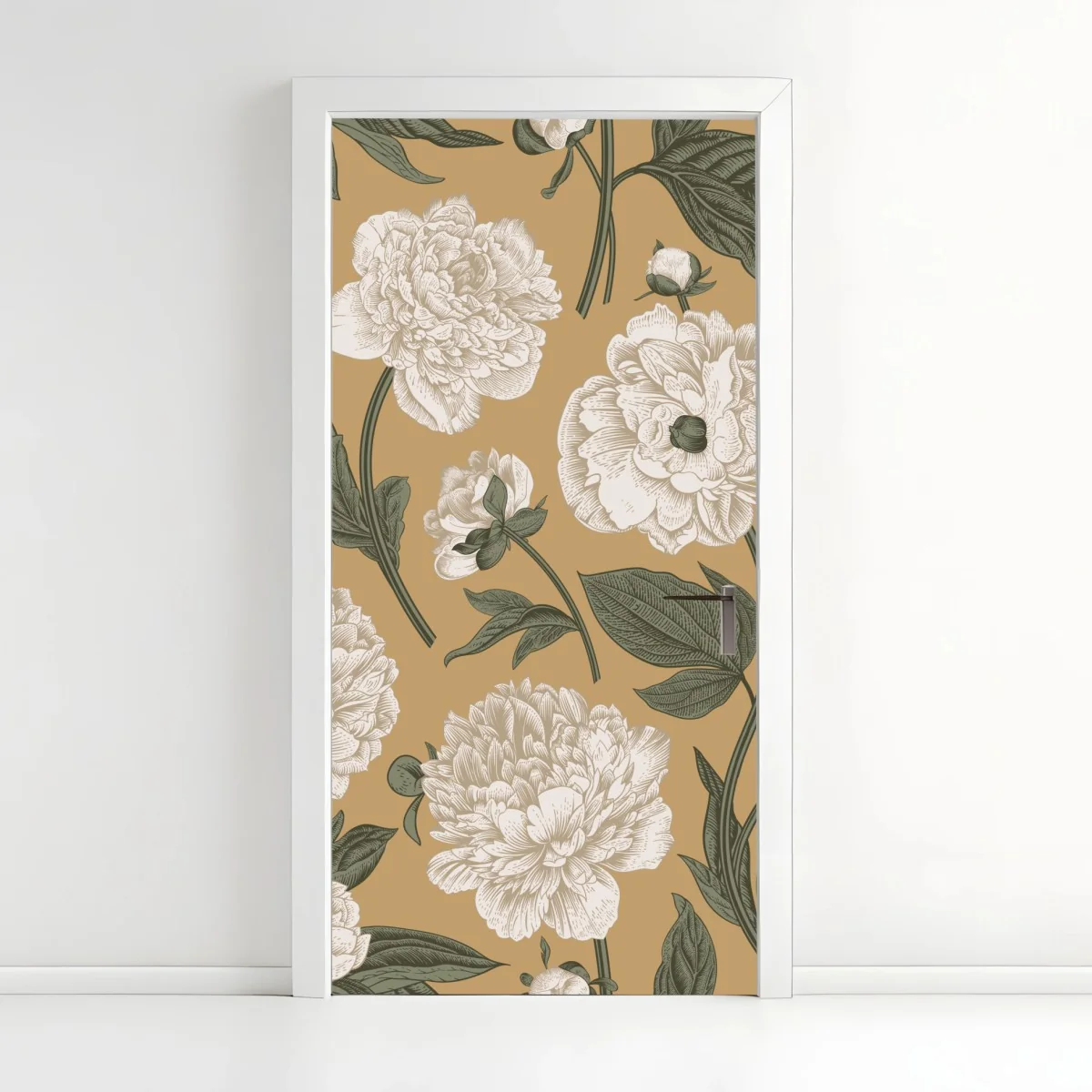 Sticker pour porte motif de pivoines vintage sur fond beige – Wallnifity® Sticker pour porte motif de pivoines vintage sur fond beige – Wallnifity®