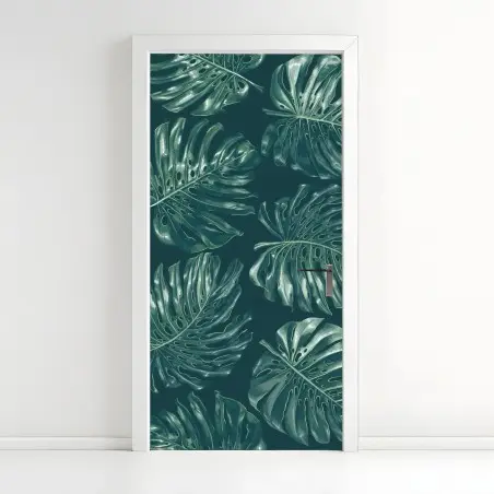 Sticker pour porte motif feuilles de monstera tropicales – Wallnifity®