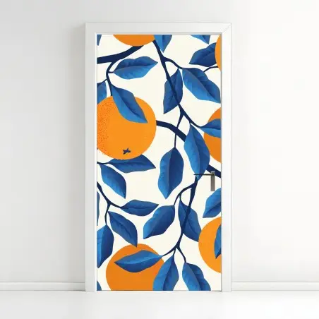 Sticker pour porte jardin d'orangers stylisé – Wallnifity®
