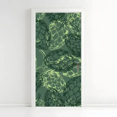 Sticker pour porte motif botanique de houblon vert – Wallnifity®