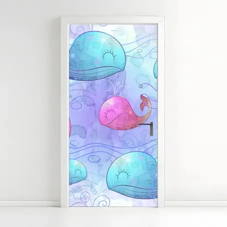 Sticker pour porte rêve de baleines aquarelle – Wallnifity®