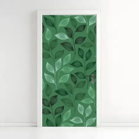 Sticker pour porte motif botanique feuilles stylisées – Wallnifity®