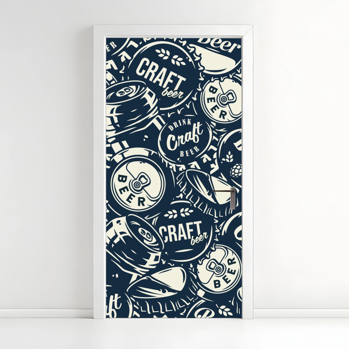 Sticker pour porte motif bière artisanale rétro et graphique – Wallnifity®