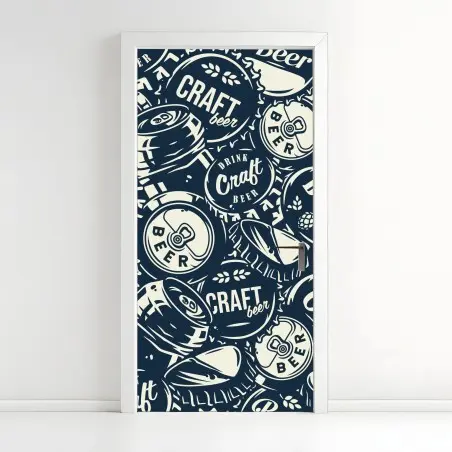 Sticker pour porte motif bière artisanale rétro et graphique – Wallnifity®