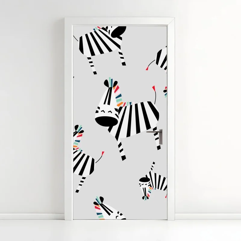 Sticker pour porte zèbres graphiques à la crinière colorée – Wallnifity® Sticker pour porte zèbres graphiques à la crinière colorée – Wallnifity®