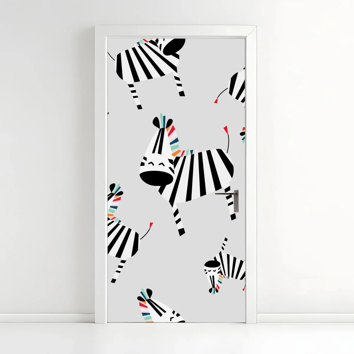 Sticker pour porte zèbres graphiques à la crinière colorée – Wallnifity® Sticker pour porte zèbres graphiques à la crinière colorée – Wallnifity®