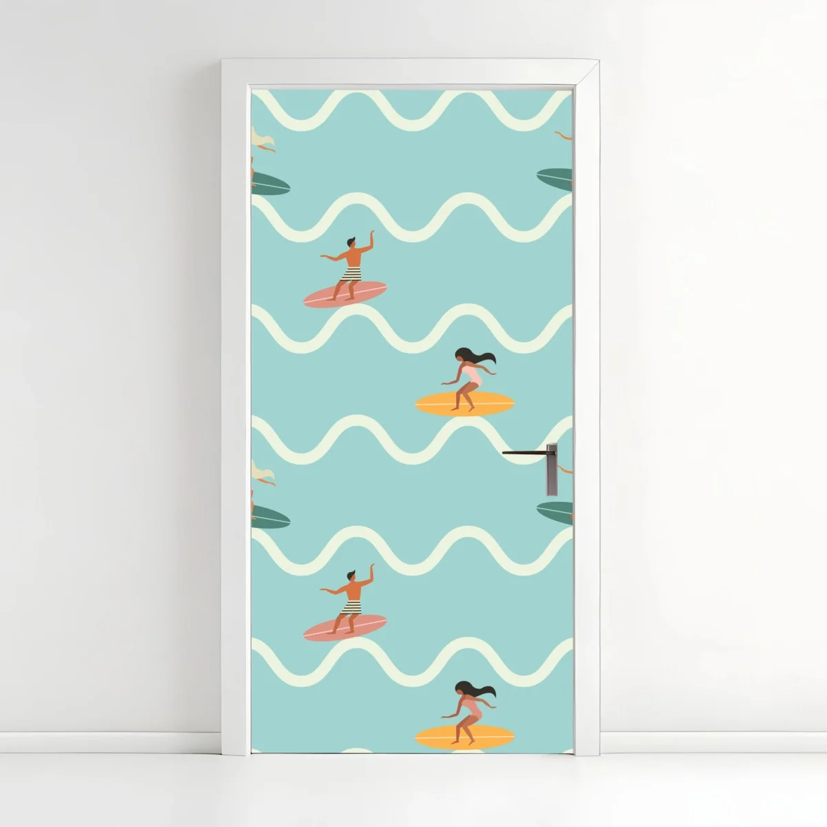 Sticker pour porte motif surf rétro sur fond turquoise – Wallnifity® Sticker pour porte motif surf rétro sur fond turquoise – Wallnifity®