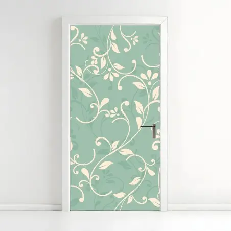 Sticker pour porte motif floral vintage en vert sauge – Wallnifity®