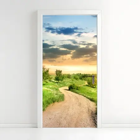 Sticker pour porte chemin vers le soleil couchant – Wallnifity®