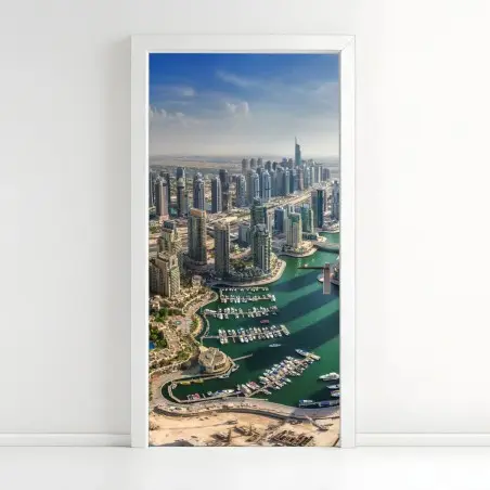 Sticker pour porte panorama moderne de Dubai Marina – Wallnifity®