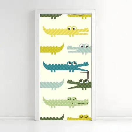 Sticker pour porte motif crocodiles pastel pour chambre d'enfant – Wallnifity®
