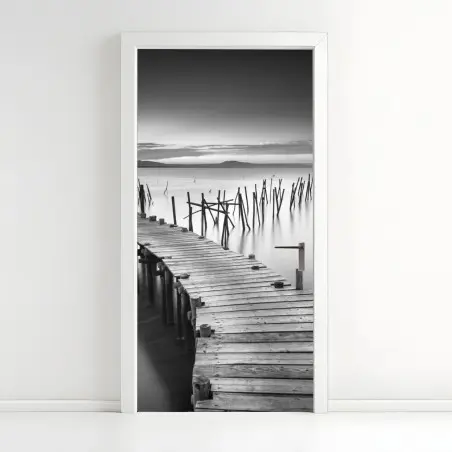 Sticker pour porte jetée solitaire en noir et blanc – Wallnifity®