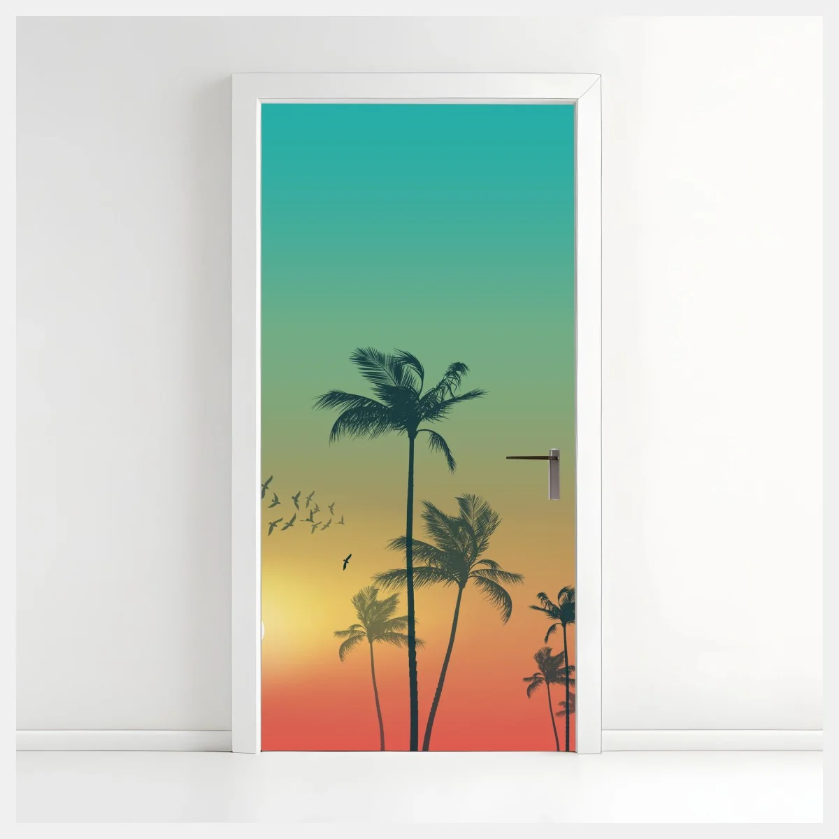 Sticker pour porte coucher de soleil tropical aux palmiers – Wallnifity® Sticker pour porte coucher de soleil tropical aux palmiers – Wallnifity®